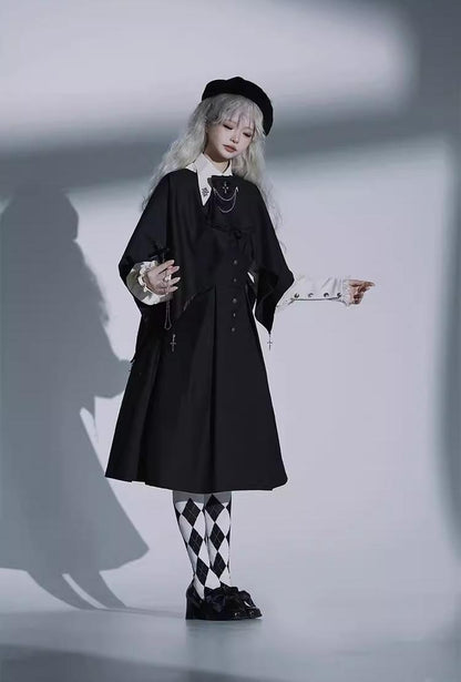 CastleToo - Night Raven Magic - Ouji Lolita Dress Set, Suspender Shorts & Cape