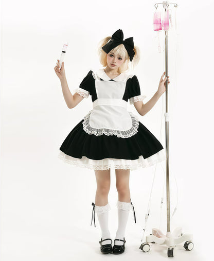 Daydream Whisper - Dream Doll - Plus Size Maid Lolita OP Suit Black and Blue Dress