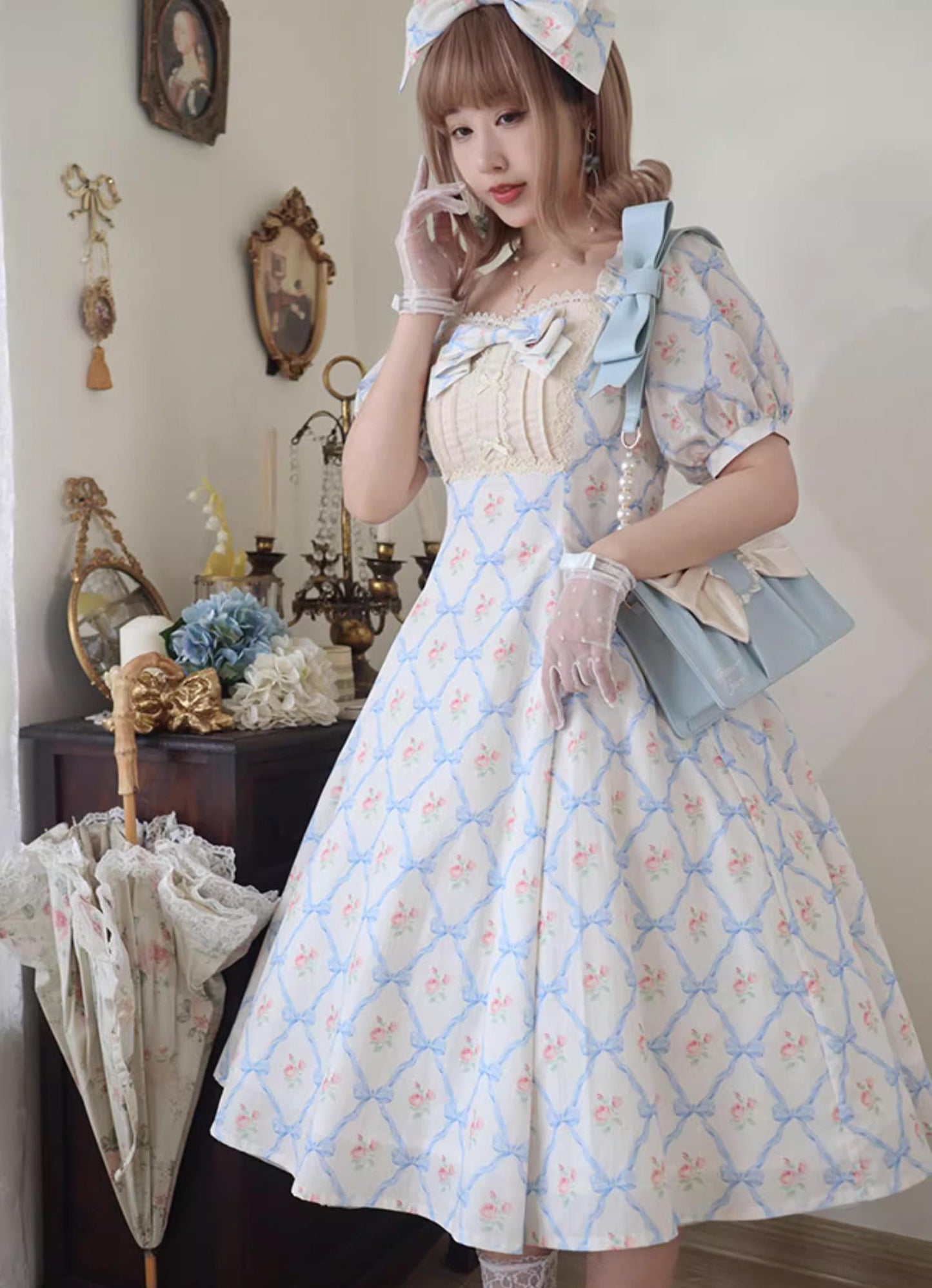 Forest Song - Pastoral Poem - Elegant Lolita OP Dress Floral Print 6-Piece Cut Lolita Dress