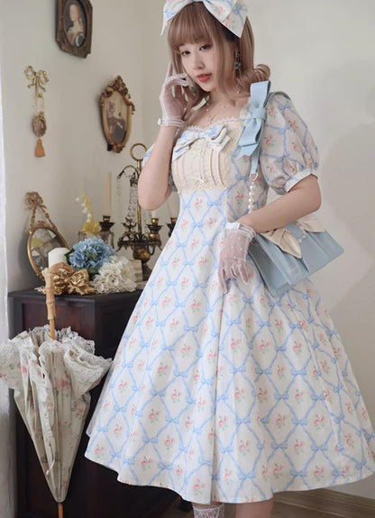 Forest Song - Pastoral Poem - Elegant Lolita OP Dress Floral Print 6-Piece Cut Lolita Dress