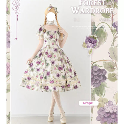 Forest Wardrobe - Forest Basket - Classic Lolita OP Dress Floral Print