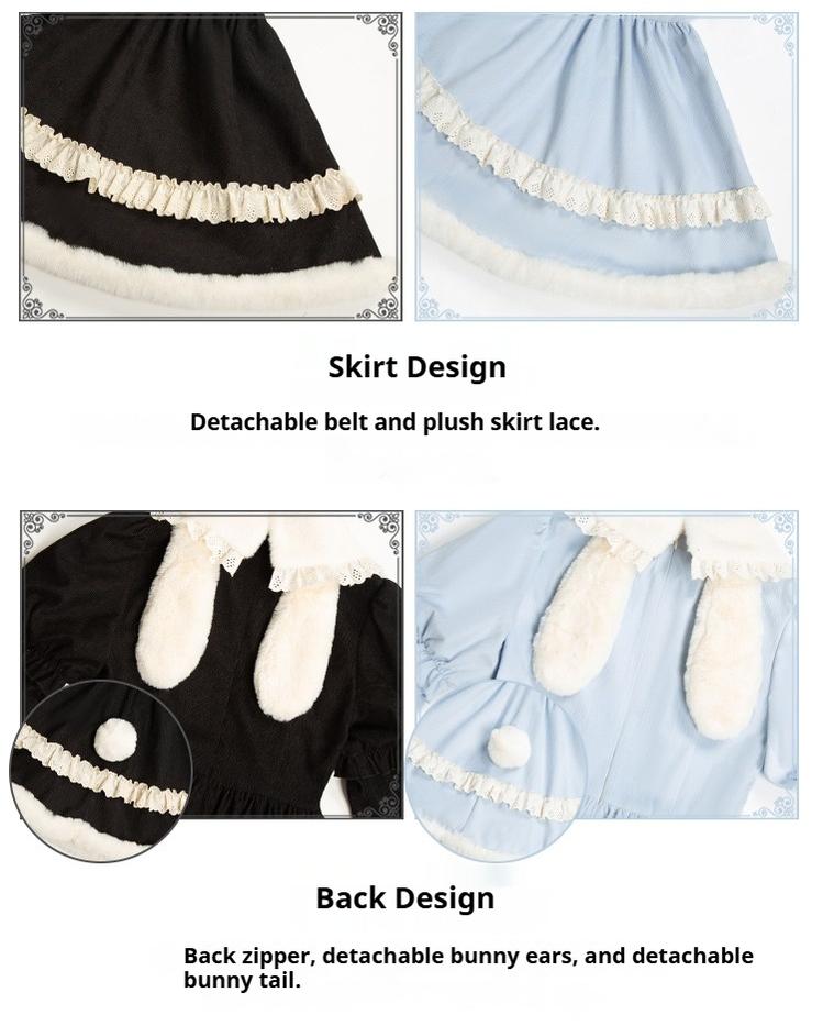 With PUJI - Rabbit&Alice - Sweet Twin Lolita OP Dress Doll Apron Dress Set