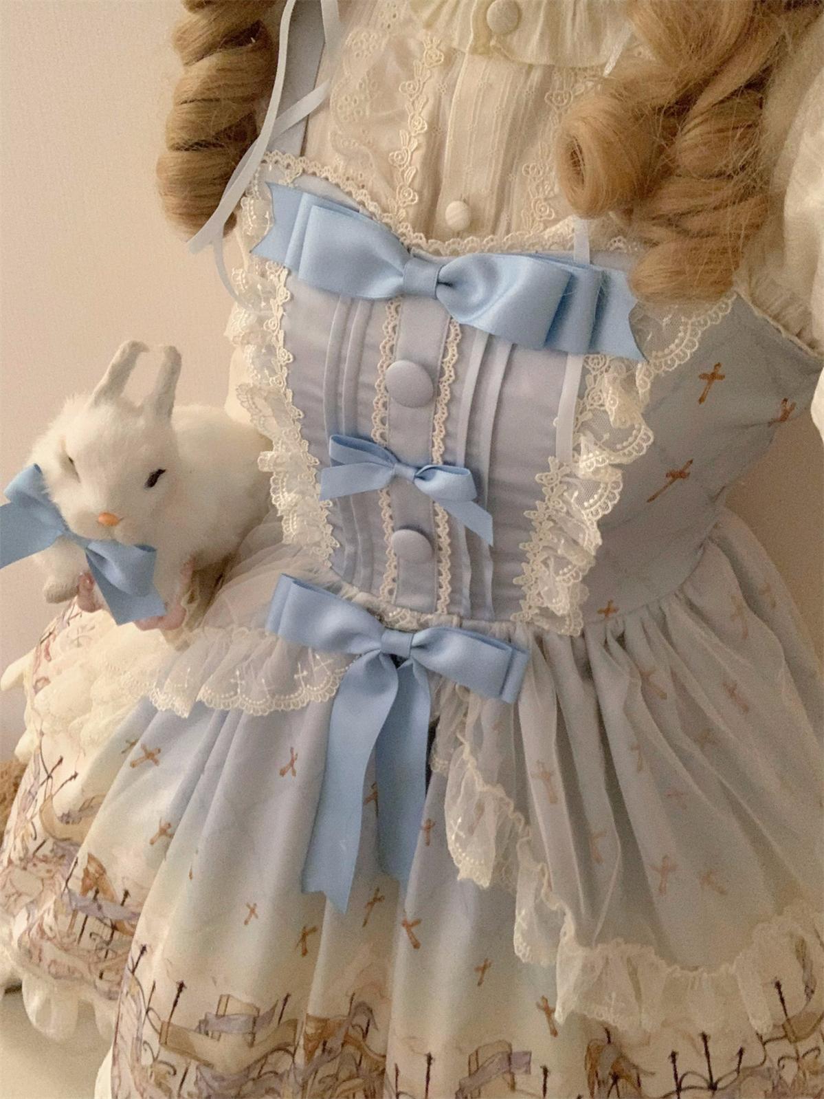 Uncle's Workshop - Angel Lamb - Kawaii Lolita Dress With Side Pockets, Lamb Print