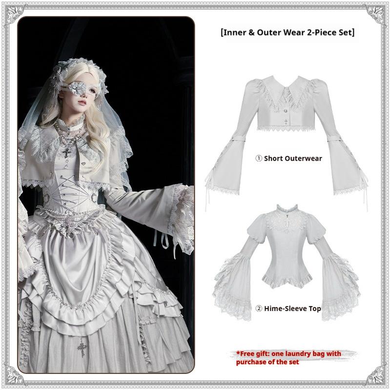 With PUJI - Letter and Poetry ﾂｷ Humanoid Robot - Silver Gothic Lolita Mermaid Skirt Set