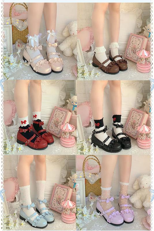 Sheep Puff - Mei Lulu - Lolita Japanese Lace Single Shoes