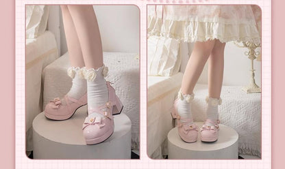 Milk Bun Bunny - Sweet Lolita High Heel Bow Princess Lolita Shoes