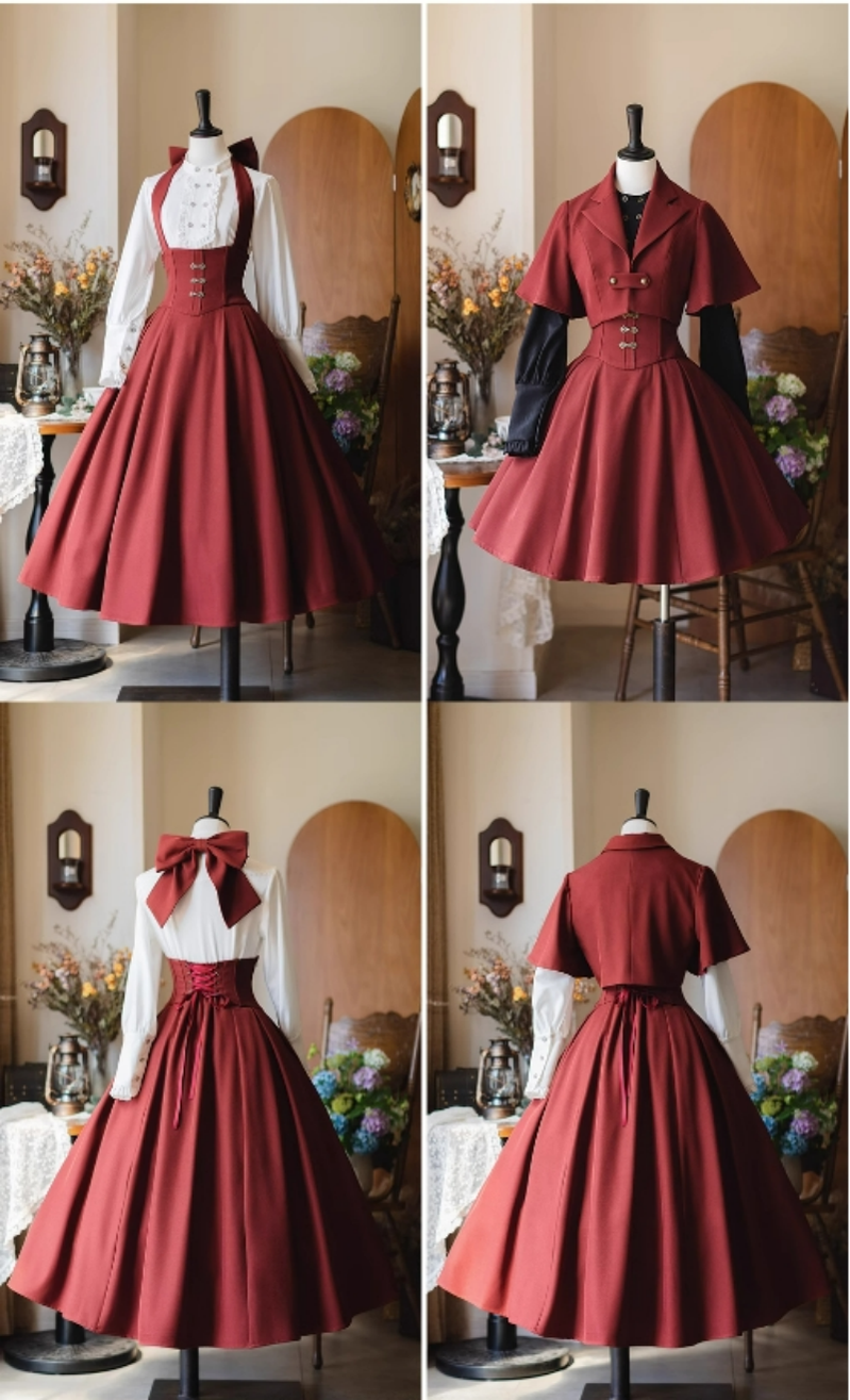 Forest Wardrobe - Vintage Lolita Fishbone Halter SK, Autumn Jacket