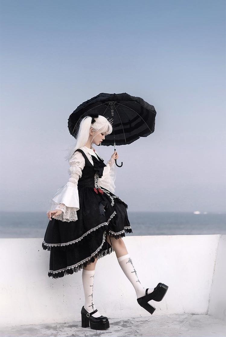 CastleToo - Night Rose - Elegant Ouji Lolita Suits, JSK / Shorts