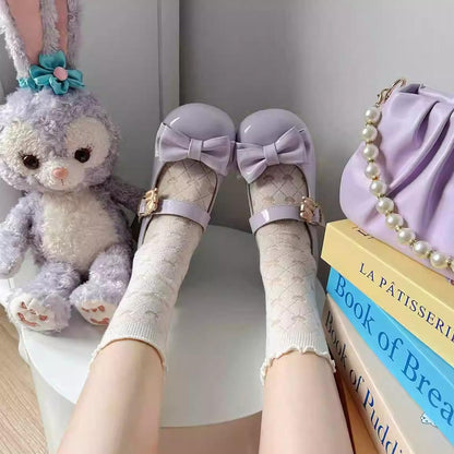 Sheep Puff - Hug Bear - Sweet Lolita Heel Shoes Bear Metal Buckle Bow Shoes
