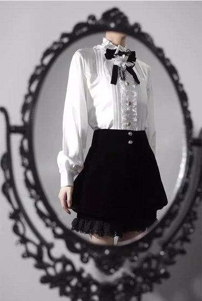 CastleToo - Erosion Heart F-Type - Ouji Lolita Suit Black Velvet Shorts and Skirt