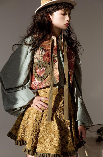 ZJstory - Gilded Age - Vintage Lolita Vest Suit Oil Painting Style Skirt Coat