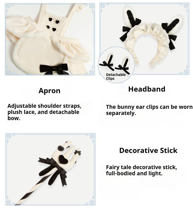 With PUJI - Rabbit&Alice - Sweet Twin Lolita OP Dress Doll Apron Dress Set