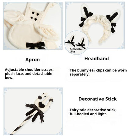 With PUJI - Rabbit&Alice - Sweet Twin Lolita OP Dress Doll Apron Dress Set