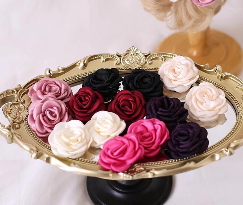Xiaogui - Retro Lolita Brooch Rose Hairpins Flower Headdress
