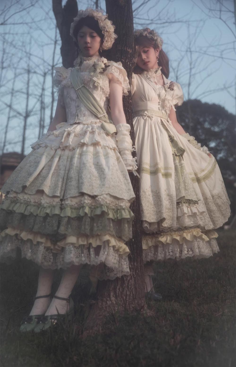 ZJstory - 14-line Poem Set - Classic Lolita Separate Dress Set Tiered Ruffles Skirt