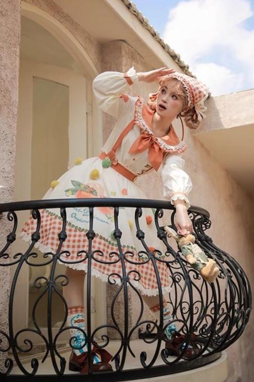 Mademoiselle Pearl - Persimmon - Autumn Persimmon Print Lolita OP JSK SK Dress