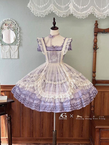 Alice Girl - Elegant Lolita Embroidered Apron with Adjustable Strap