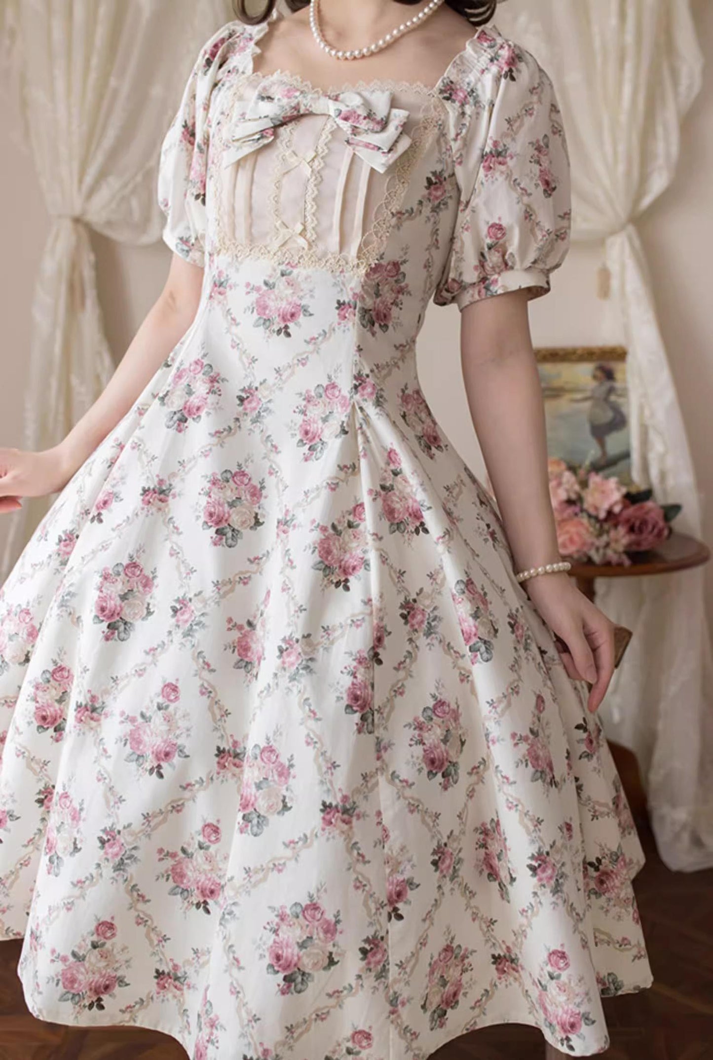 Forest Song - Pastoral Poem - Elegant Lolita OP Dress Floral Print 6-Piece Cut Lolita Dress