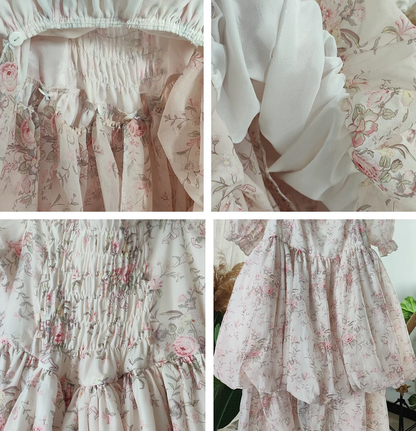 Rouroudream - Selkie - Plus Size Sweet Lolita OP Trailing Floral Princess Gown Dress