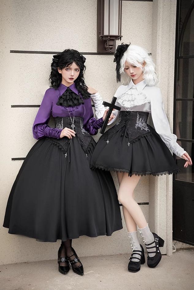 With PUJI - Thorny Night - Gothic Lolita Bust-supporting Skirt With Removable&Adjustable Strap