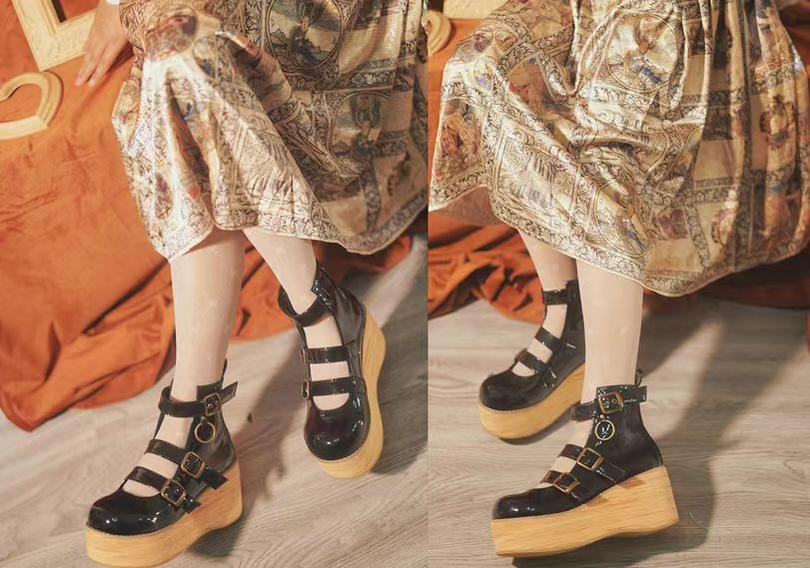 MODO - Retro Lolita Platform Shoes Round Toe Thick Sole