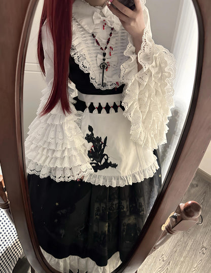 Dark Circle Clinic - Barbara Manor Night - Gothic Lolita JSK Pleated Floral Print Lolita Dress