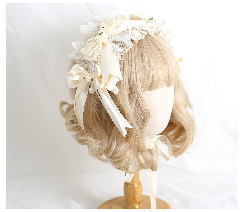 Xiaogui - Sweet Lolita Ivory Lace bow Hair Accessories
