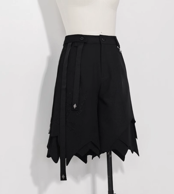 Princess Chronicles - Ouji Lolita Irregular Hem Black Shorts