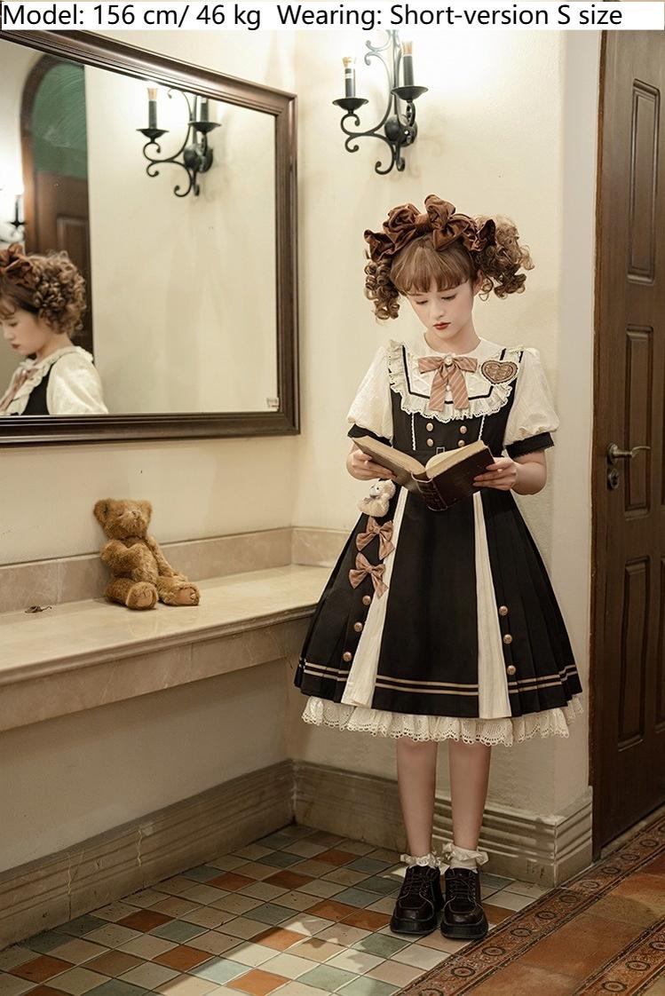 Letters from Unknown Star - Chocolate Workshop - Elegant Lolita OP Daily Short Sleeve Dress