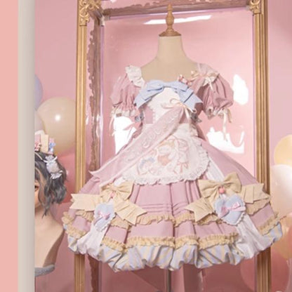 OCELOT - Sweet Lolita Pink Cat Tail OP Dress Set