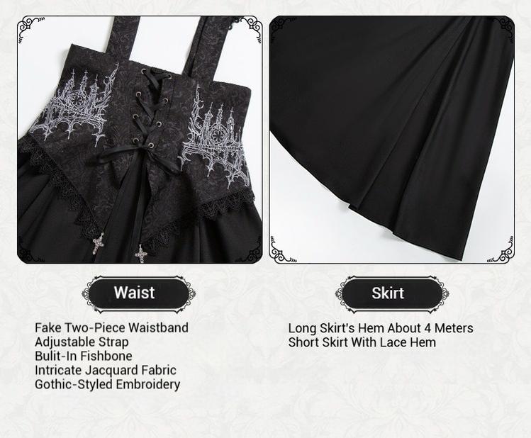 With PUJI - Thorny Night - Gothic Lolita Bust-supporting Skirt With Removable&Adjustable Strap