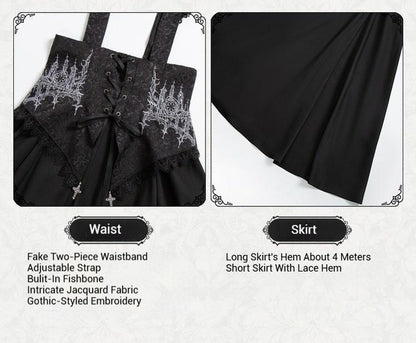 With PUJI - Thorny Night - Gothic Lolita Bust-supporting Skirt With Removable&Adjustable Strap