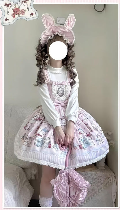 MeowMeow - Rabbit Collection Box - Bunny Print Kawaii Lolita JSK Dress, 3 Colors