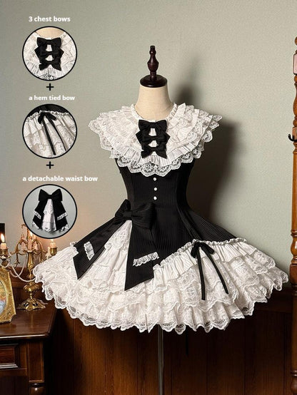 Alice Girl - Arrogant Miss - Sweet Lolita Jumper Dress with Tiered Lace Dress
