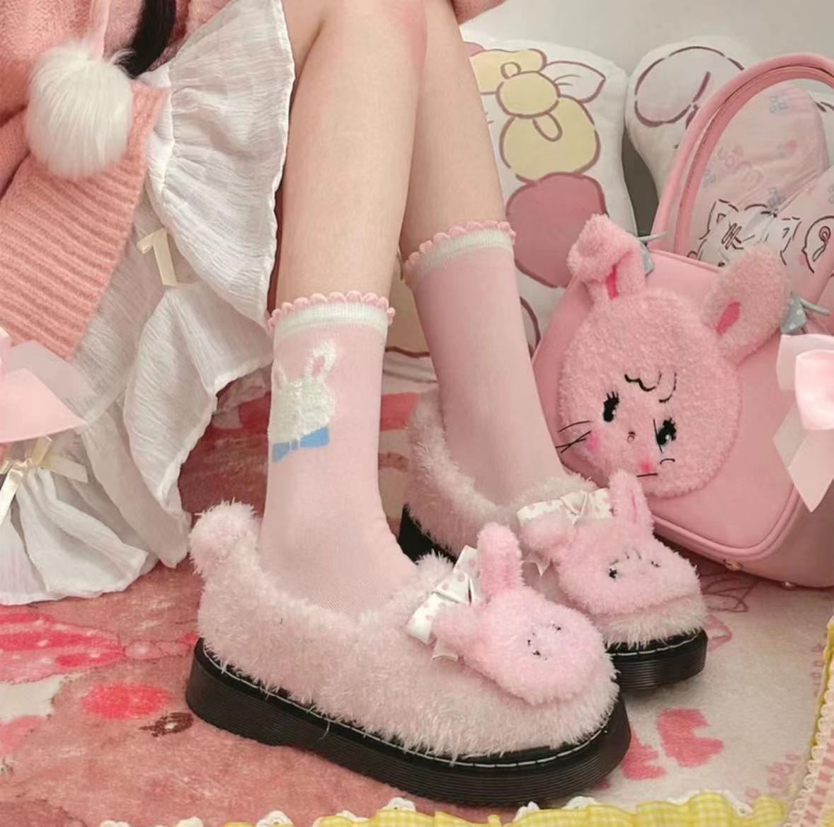 Sheep Puff - Mikko Rolled - Winter Lolita Shoes Warm Fleece Shoes