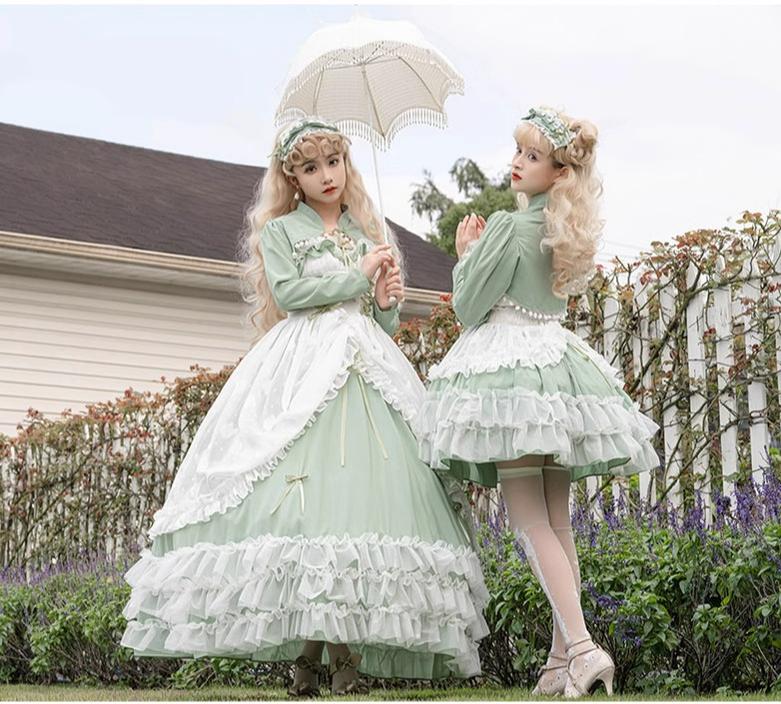 Daydream Whisper - Toting Basil - Plus Size Wedding Lolita Dress Green Bridal JSK