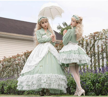Daydream Whisper - Toting Basil - Plus Size Wedding Lolita Dress Green Bridal JSK