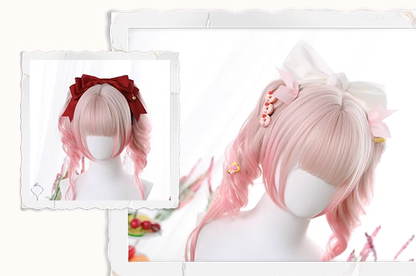 Dalao Home - Sweet Lolita Gradient Peach Pink Long Curly Wig