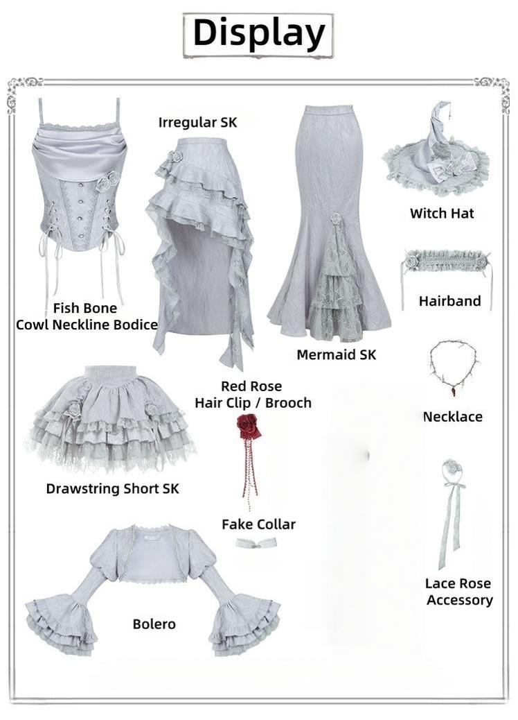 With PUJI - Letter and Poetry ﾂｷ Twilight - Gothic Witch Lolita SK Suit Bodice Mermaid Dress