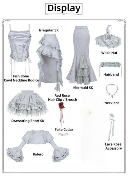 With PUJI - Letter and Poetry ﾂｷ Twilight - Gothic Witch Lolita SK Suit Bodice Mermaid Dress