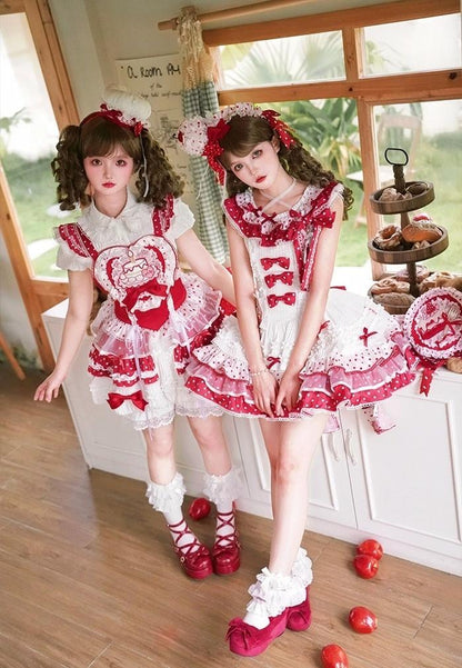 Shuang Sheng Xiao Xiong - Bite The Cake - Sweet Lolita Accessories, Red & White Polka Dots