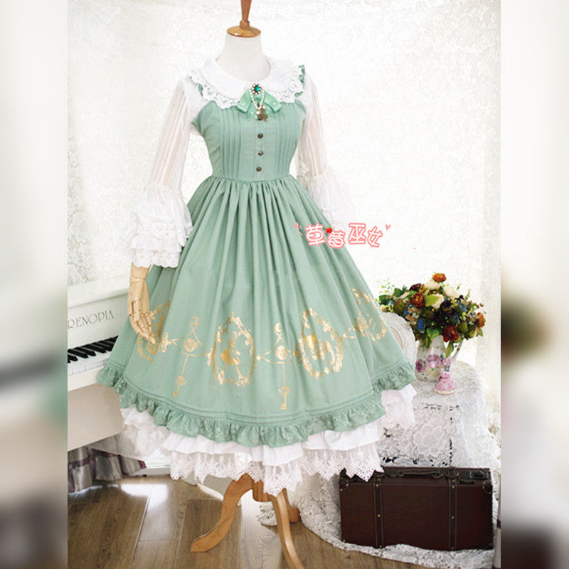 Strawberry Witch - Alice in Wonderland - Classic Lolita JSK Dress Gold Foil Printing
