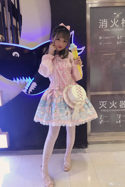 Red Maria - Lace Printed Bow 80D Lolita Tights Multicolors