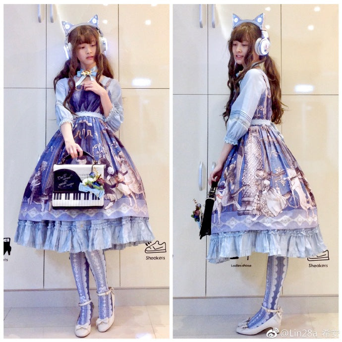 Red Maria - Lace Printed Bow 80D Lolita Tights Multicolors