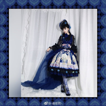 Red Maria - Lace Printed Bow 80D Lolita Tights Multicolors