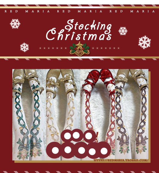 Red Maria - Christmas Bell 120D Velvet Lolita Tights