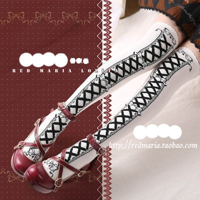 Red Maria - Ribbon Doll Cotton Lolita Tights