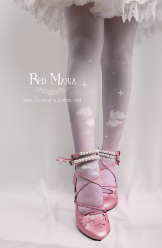 Red Maria - Gradient Starry 80D Velvet Lolita Tights