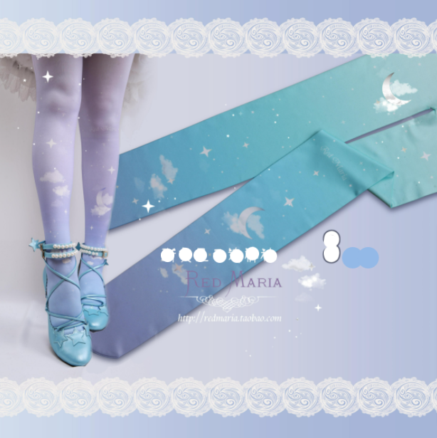 Red Maria - Gradient Starry 80D Velvet Lolita Tights