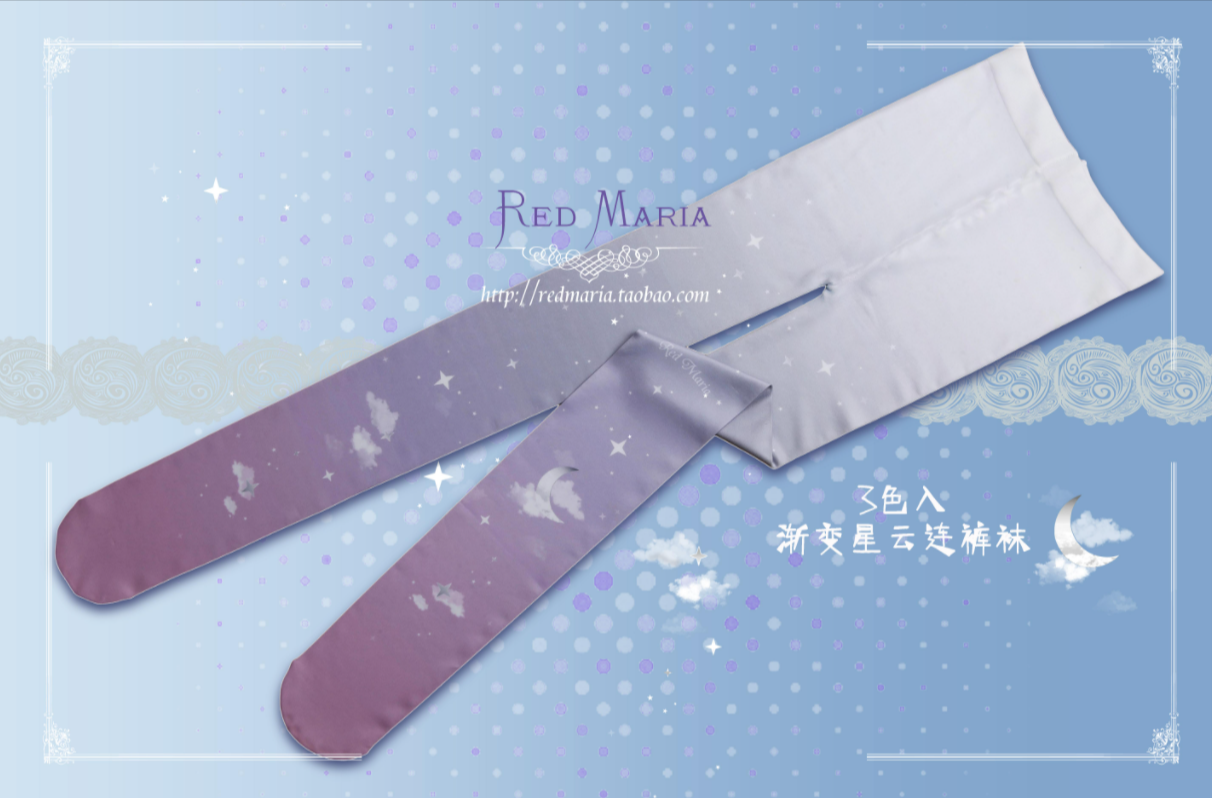 Red Maria - Gradient Starry 80D Velvet Lolita Tights